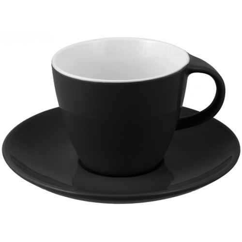 Φλυτζάνι cappuccino με πιατάκι 24 cl, μαύρο